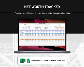 Net Worth Tracker Spreadsheet for Google Sheets Excel Digital Planner Net Worth Dashboard Template Assets and Liabilities Calculator