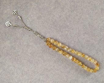 Citrine Worry Beads Tasbih, Spiritual Healing Stone, Car Hanger & Home Energy Gift