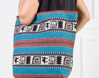Vintage Tapestry Shoulder Bag – Large Boho Tote Handbag, Heritage Style Purse for Women