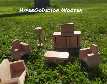 Miniature Wooden Furniture Sets – Handmade Kitchen, Bedroom, & Living Room Décor