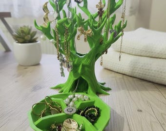 3D Printed Tree Jewelry Stand – Citrine Amethyst Organizer, Fantasy Nature Decor Holder