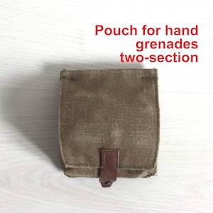 Soviet Bag 2-section for hand grenades. Original two pocket Pouch hand grenades Red Army case USSR 80s. Uniforms Russian soldiers.