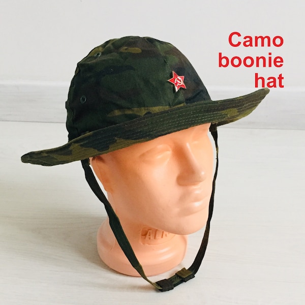 Soviet Army boonie Bucket Hat w/ Red Star. Tactical military cap camouflage «Flora» USSR. VSR 93 Genuine original Uniforms Russian soldiers.