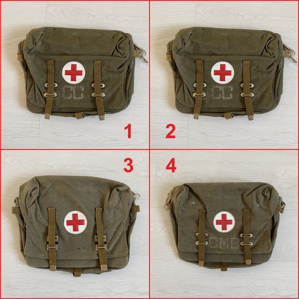 Vintage Soviet Sanitary Bag. Military Combat First Aid, Red Cross. Russian Satchel Medical Canvas Messenger w/ Belt. Surplus Red Army USSR.