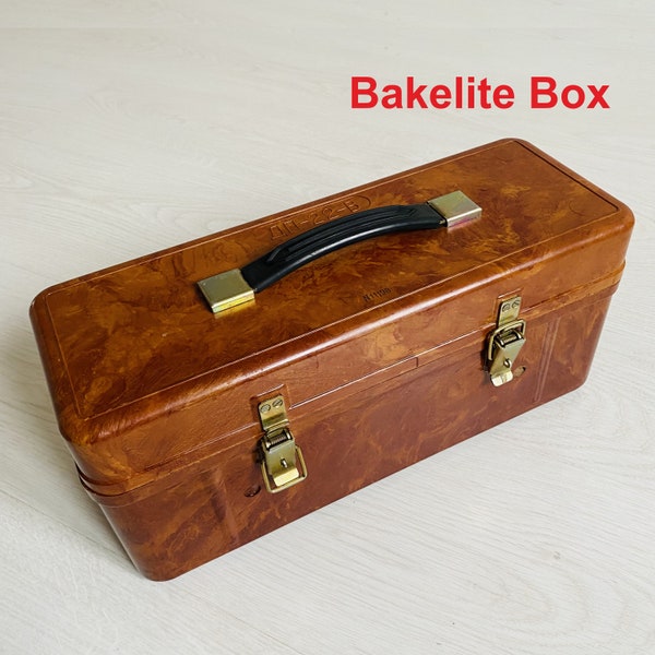 Große sowjetische Bakelit-Box. Große Original-Aufbewahrungsbox. Russische Munitionskiste. Militärbehälter für Granaten/Patronen. Alte Erinnerungsboxen Organizer-Box