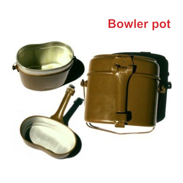 Soviet Army Bowler pot 2 in 1. Russian military Mess Kit Bowl Сauldron Frying Pan Meal Pot Camping Hiking Cook Field Gear. Surplus USSR 80s.