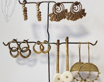 Handmade Antique Bronze Earrings, Ancient Style Earrings, Rustic Jewelry