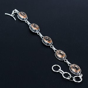 Smoky Quartz Gemstone Bracelet | 925 Sterling Silver | Adjustable Silver Bracelet | Wrist Bracelet | Silver Bracelet Jewelry For Her/Him