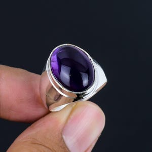 Amethyst Oval Gemstone Men's Ring 925 Sterling Silver Jewelry For Him