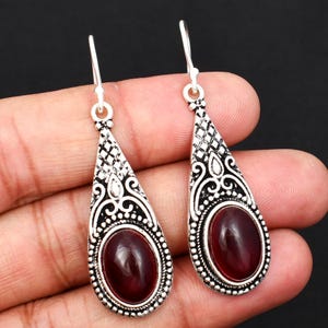 Pink Rubellite Gemstone Dangle Earrings: 925 Sterling Silver