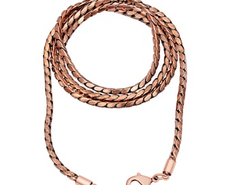 Oxidized Copper Box Chain Necklace: Handmade Herringbone Jewelry