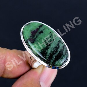 Ruby Zoisite Oval Gemstone Ring 925 Sterling Silver Jewelry For Women & Girls