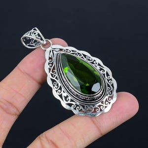 Sterling Silver Pear Gemstone Pendant: Blue Topaz, Garnet, Citrine, Peridot, Amethyst