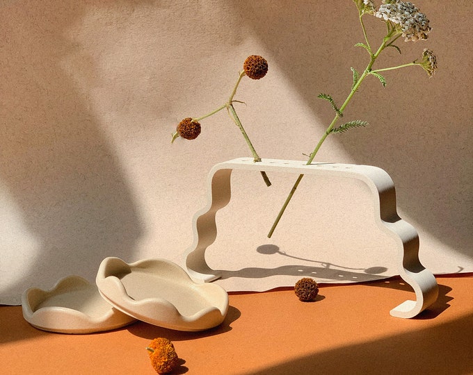 Sandstone Coasters: Set of 2, Asymmetric Boho Home Decor