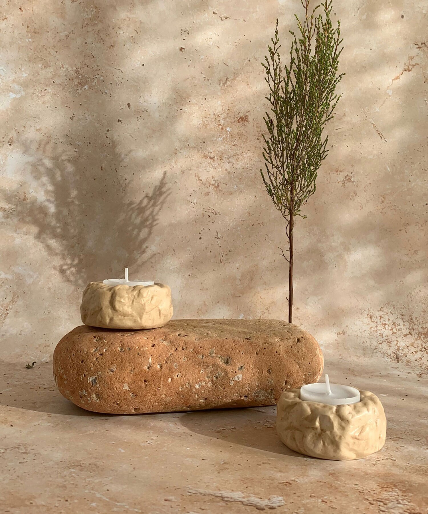 Flur | Candle Holders Set | Sandstone | Original Design | Handmade | Gifts Ideas | Table Dressing