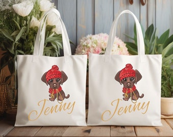 Custom Chocolate Labrador Tote Bag: Personalized Dog Lover Gift