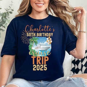 Custom 50th Birthday Cruise Shirts, Custom Matching Group Tees, Birthday Trip Shirts, Personalized Name and Year Shirt, Cruise Ship Birthday