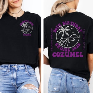 Custom Cozumel Birthday Cruise Shirts, Matching 30th T-shirts, Custom Age Birthday Bash, Personalized Name Shirts, Retro Look 30th Shirts