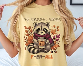 Comfort Colors Fall Raccoon T-Shirt: Funny Feral Raccoon Gift
