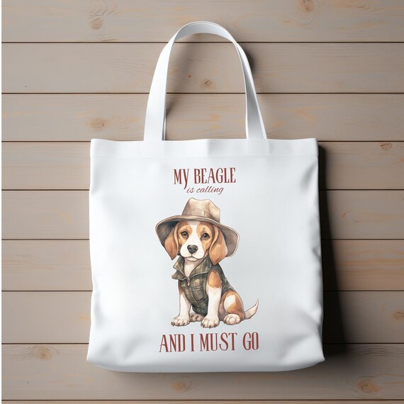 Beagle Mama Canvas Tote Bag - Cute Dog Lover Gift, 14x16 Inch, Durable Canvas With Print, White - View #2