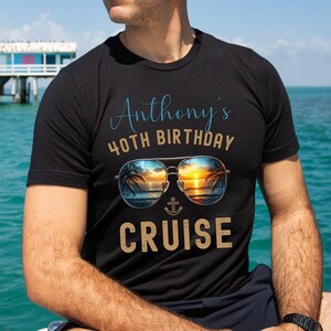 Custom 40th Birthday Cruise Group Shirts, Matching Cruise Tees, Friends Birthday Cruise Shirts, Personalized Name and Birthday Crew T-shirts
