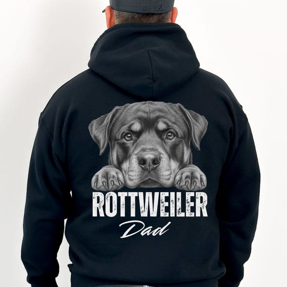 Personalized Rottweiler Dad Hoodie: Custom Dog's Name Hooded