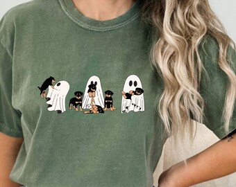 Halloween Ghost with Puppies T-shirt, Retro Halloween Ghost and Puppy Lover Shirt, Vintage distressed Halloween Dog Shirt, Vet Tech Gifts