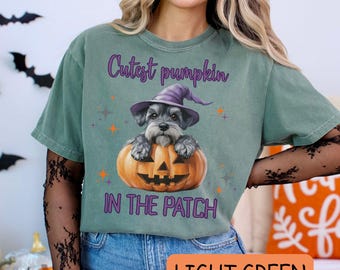 Halloween Schnauzer Comfort Colors Shirt: Pumpkin Dog Fall Tee