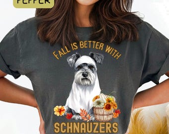 Comfort Colors Fall Schnauzer T-Shirt: Pumpkin Design