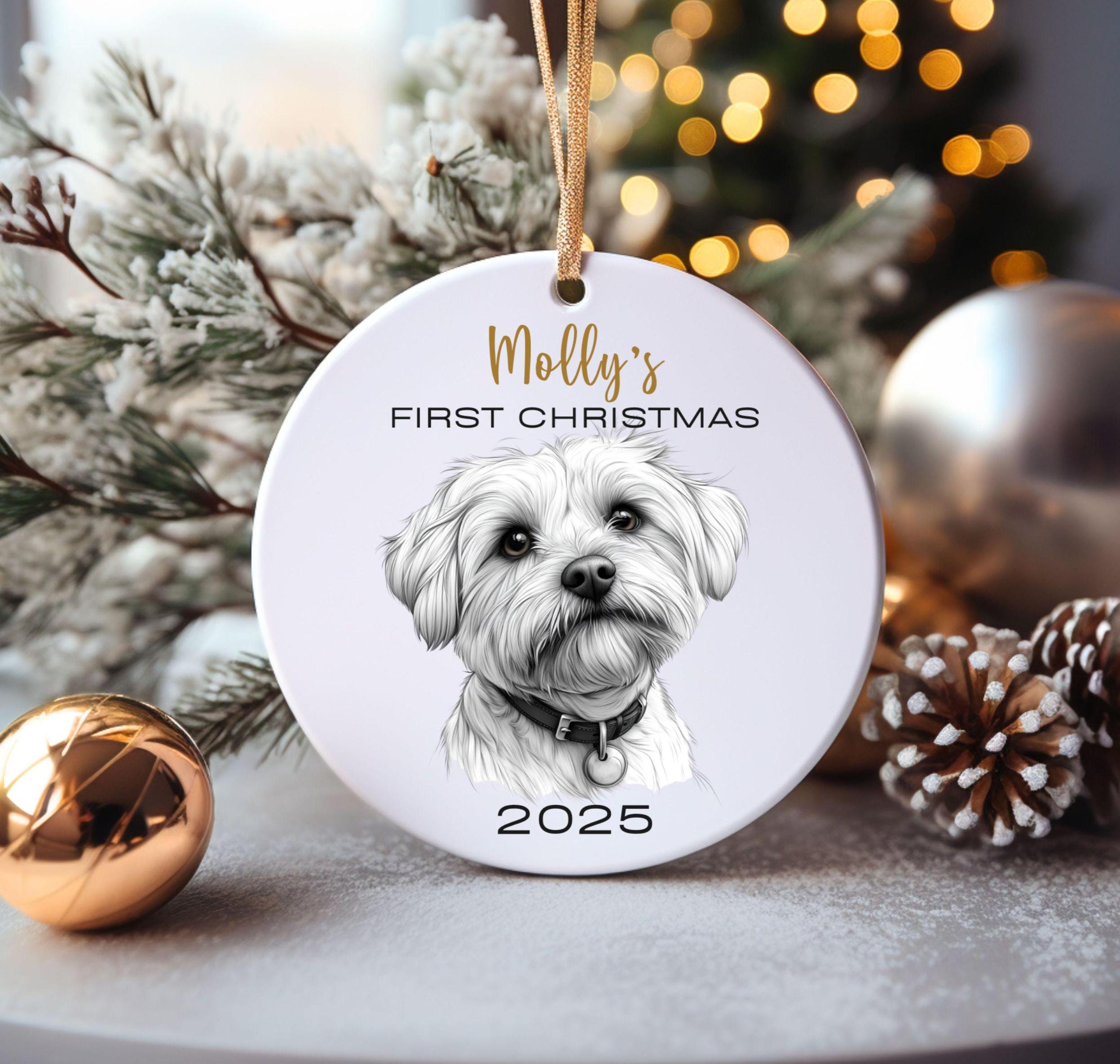 Custom Maltese Christmas Ornament: Pet Memorial Keepsake