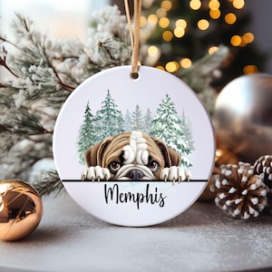 Personalized Bulldog Christmas Ornament: Ceramic Family Keepsake