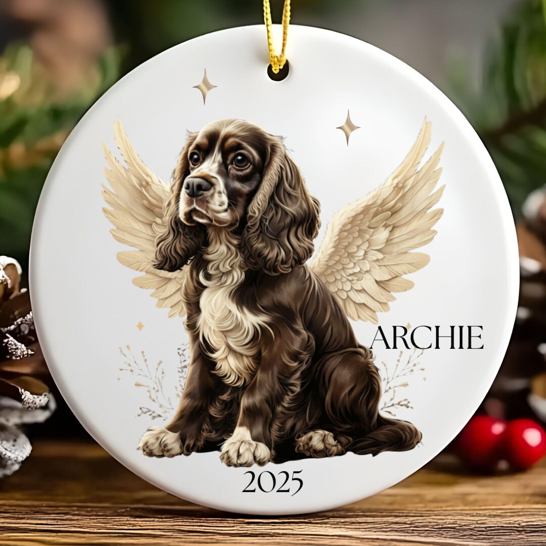Personalized Cocker Spaniel Memorial Ornament: Liver and White Cocker ...
