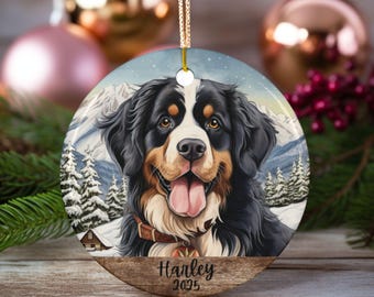 Bernese Mountain Dog Ornament, Custom Bernese Mountain Dog Christmas Decoration, Berner Ceramic Ornament, Berner Keepsake Gift, Berner Mom