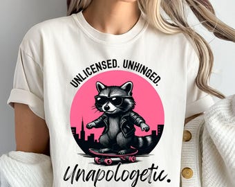 Comfort Colors Cool 90s Raccoon Shirt, Trash Panda Skateboard Tee, Funny Feral Raccoon Tee, Raccoon Gifts, Unhinged Raccoon Skate T-shirt