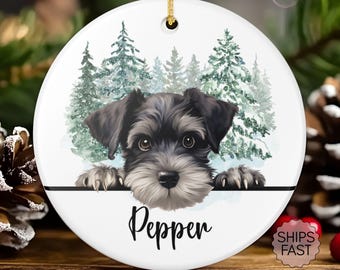 Personalized Schnauzer Christmas Ornament: Custom Ceramic Keepsake