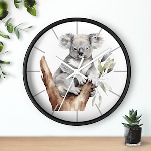 Australian Koala Wall Clock, Koala Gift, Koala Watercolour Clock, Australian Wildlife Decor, Koala Lover Gift, Australian Koala Keepsake