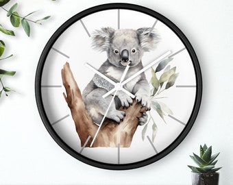 Koala Wall Clock: Australian Wildlife Watercolor Art