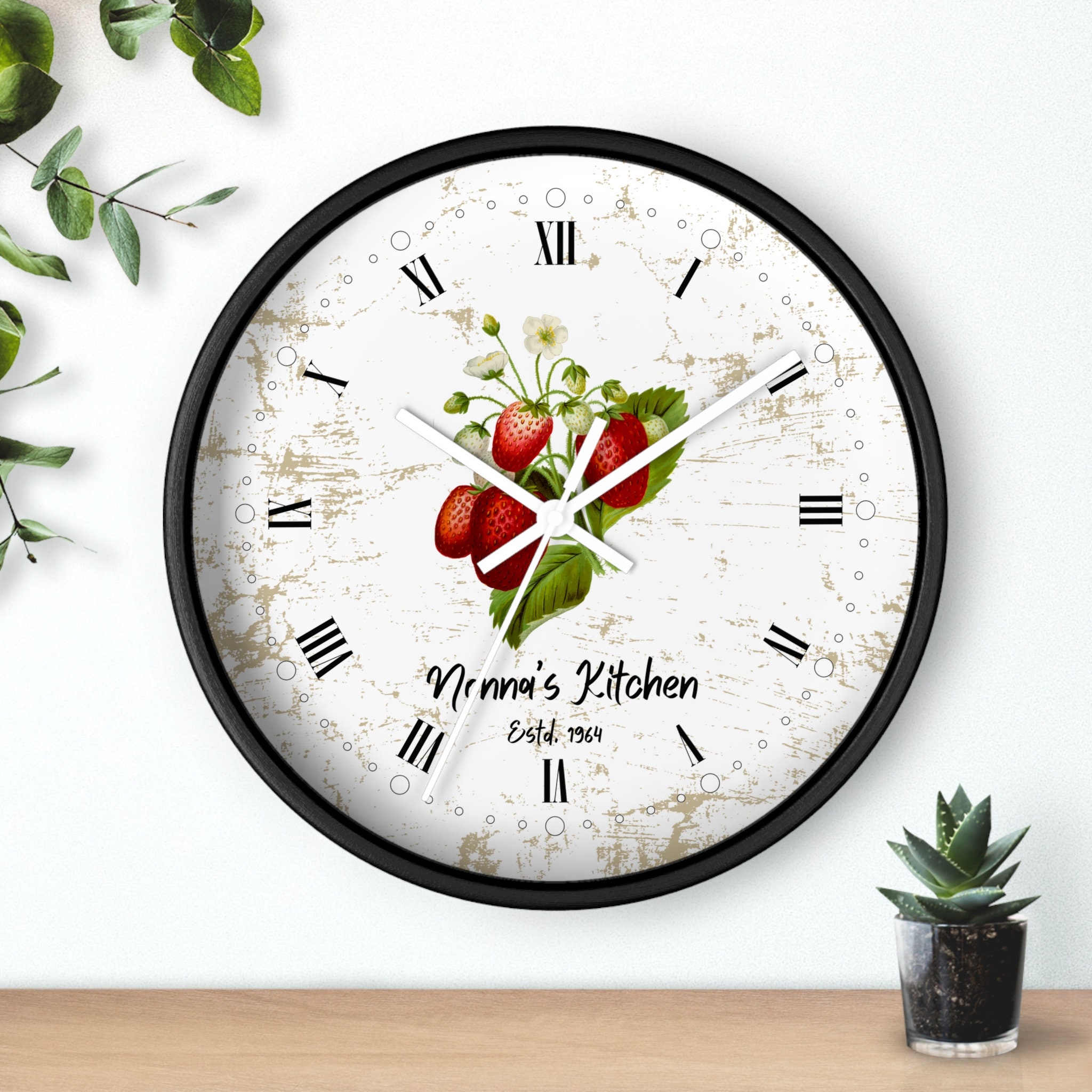 Personalized Vintage Strawberry Wall Clock the Perfect Gift for Mom's