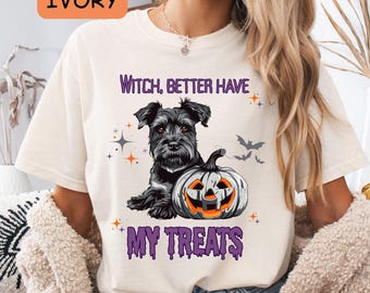 Halloween Schnauzer Comfort Colors Shirt: Pumpkin Dog Fall Tee