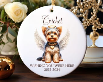 Personalized Yorkshire Terrier Memorial Ornament, Custom Yorkie Memorial Ornaments, Pet Remembrance Keepsake Gift, Yorkie Dog Rainbow Bridge