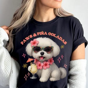 Comfort Colors Maltese Terrier T-Shirt: Pina Colada Dog Lover Tee
