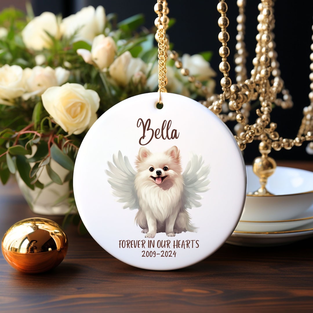 Personalized Pomeranian Dog Memorial Ornament | Dog Loss Gift | Rainbow ...