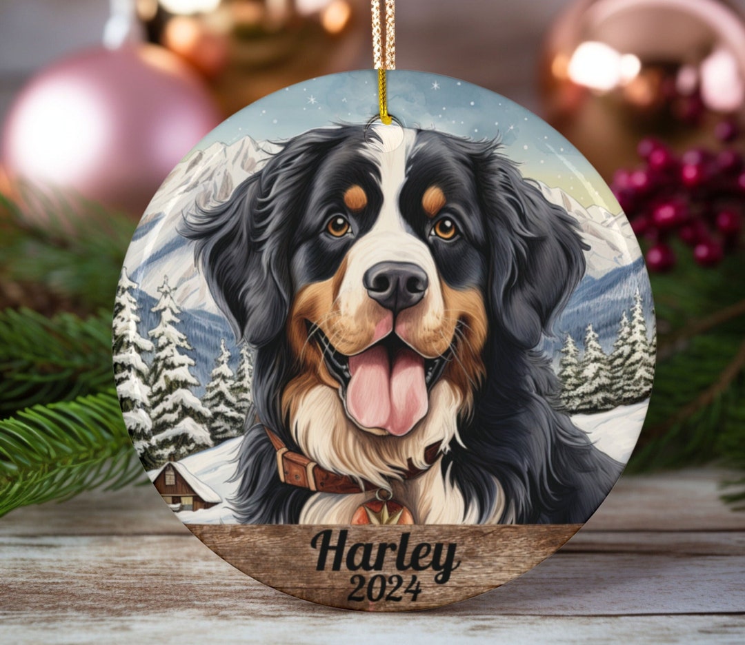 Personalized Bernese Mountain Dog Ornaments, Bernese Christmas Gift ...