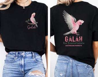 Galah Australian Parrot Tshirt, Galah Tee, Pink and Grey Cockatoo, Galah Gifts, Rose Breasted Cockatoo, Front and Back Design Softstyle Tee