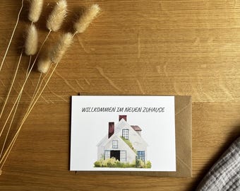 Postcard Welcome to your new home / A6 card Postcard gift Housewarming present Moving Inauguration Housewarming party Home purchase Furnishing