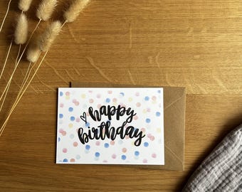 Happy Birthday postcard with confetti / A6 card, birthday gift, gift idea, children's birthday, birthday present, greeting card, birthday card