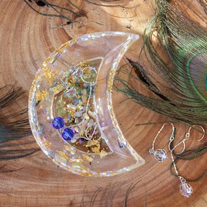moon cup in transparent resin with inclusion (size 11cm*6.5cm)