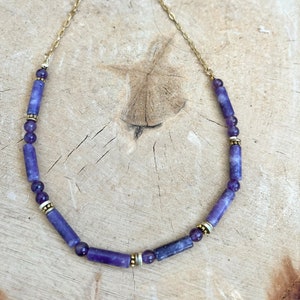 Fine semi-precious stone and stainless steel necklace