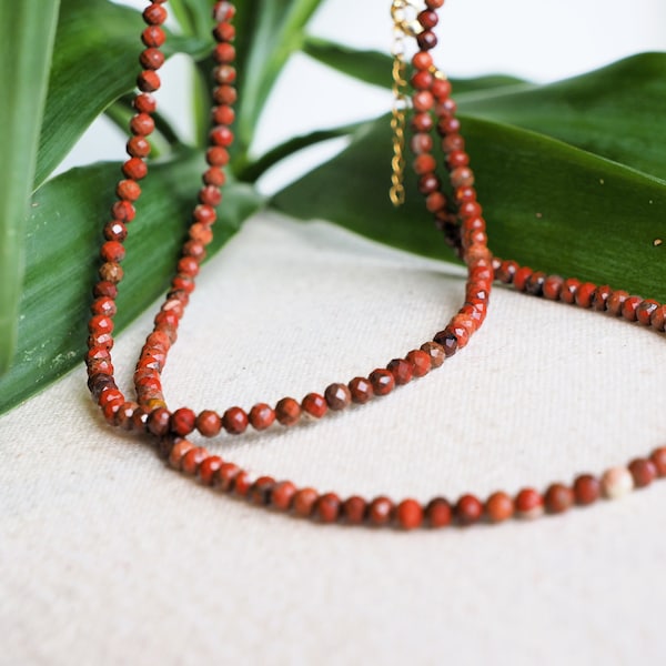 Sautoir/ collier double en perles fines semi précieuses facetée -"les automnes"