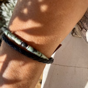 Men&#39;s/Mixed elastic leather and fine stone bracelet IBIZA